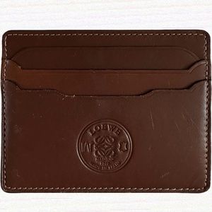 Loewe Brown Leather Card Case Holder Wallet